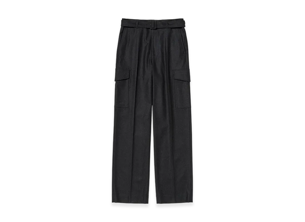 AURALEE Wool Fulling Flannel Cargo Slacks "Top Charcoal"