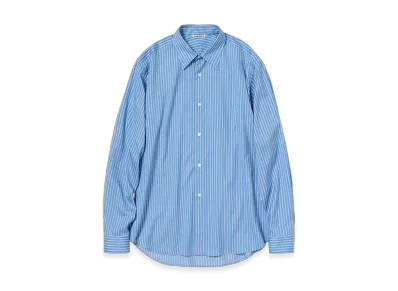 AURALEE Cotton Silk Stripe Shirt "Blue Stripe"