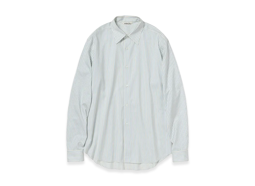 AURALEE Cotton Silk Stripe Shirt "White Stripe"