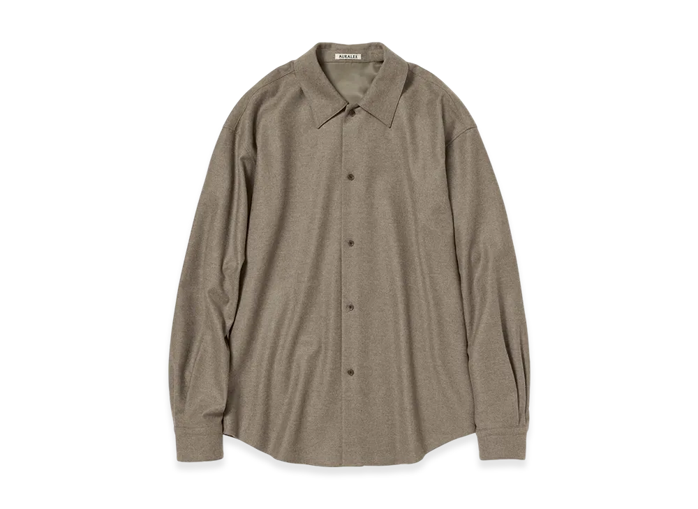 AURALEE Wool Fulling Flannel Shirt "Top Brown"