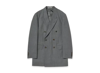 AURALEE Bluefaced Wool Double-Breasted Jacket "Gray Stripe"