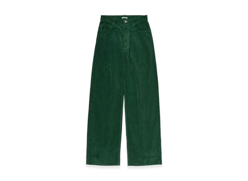 AURALEE Pigment Dyed Finx Corduroy Wide 5P Pants "Forest Green"
