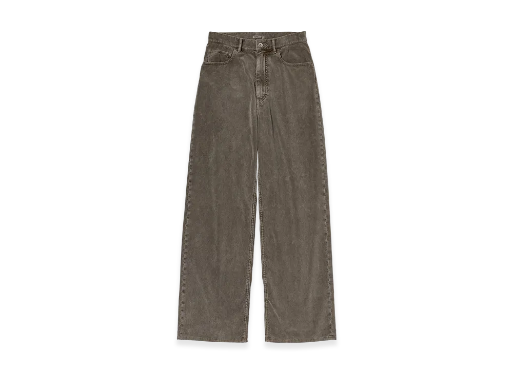 AURALEE Pigment Dyed Finx Corduroy Wide 5P Pants "Olive Brown"