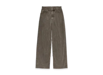 AURALEE Pigment Dyed Finx Corduroy Wide 5P Pants "Olive Brown"