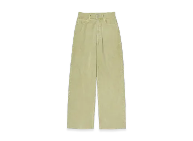 AURALEE Pigment Dyed Finx Corduroy Wide 5P Pants "Dusty Lime"