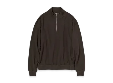 AURALEE Super High Gauge Sweat Half Zip P/O "Dark Brown"
