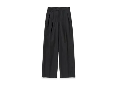 AURALEE Bluefaced Wool Two-Tuck Slacks "Charcoal Navy Stripe"