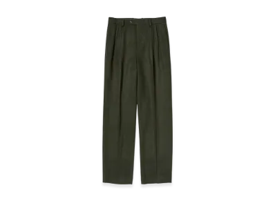 AURALEE Baby Camel Flannel Two Tuck Slacks "Dark Olive"
