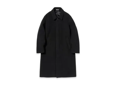 AURALEE Sponge Bonded Wide Wale Wool Soutien Collar Coat "Black"