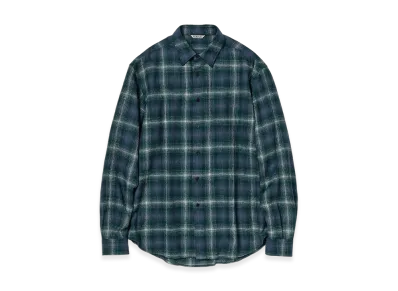AURALEE Airy Wool Check Shirt "Forest Green/Navy"