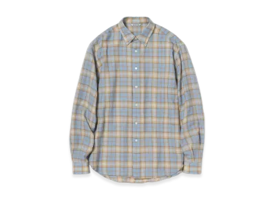 AURALEE Airy Wool Check Shirt "Light Blue/Beige"