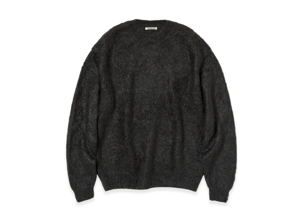 AURALEE Brushed Super Kid Mohair Knit P/O "Ink Black"