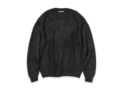 AURALEE Brushed Super Kid Mohair Knit P/O "Ink Black"