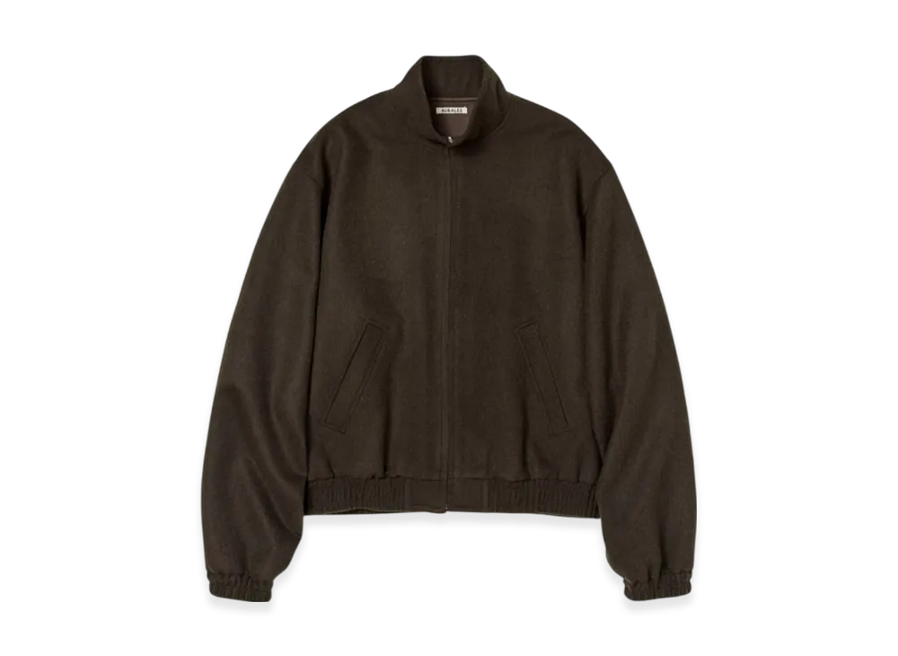 AURALEE Baby Camel Flannel Zip Blouson "Dark Brown"