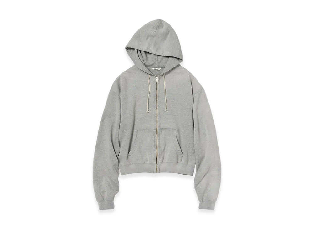 AURALEE Product Dyed Pima Light Sweat Zip Parka "Top Gray"