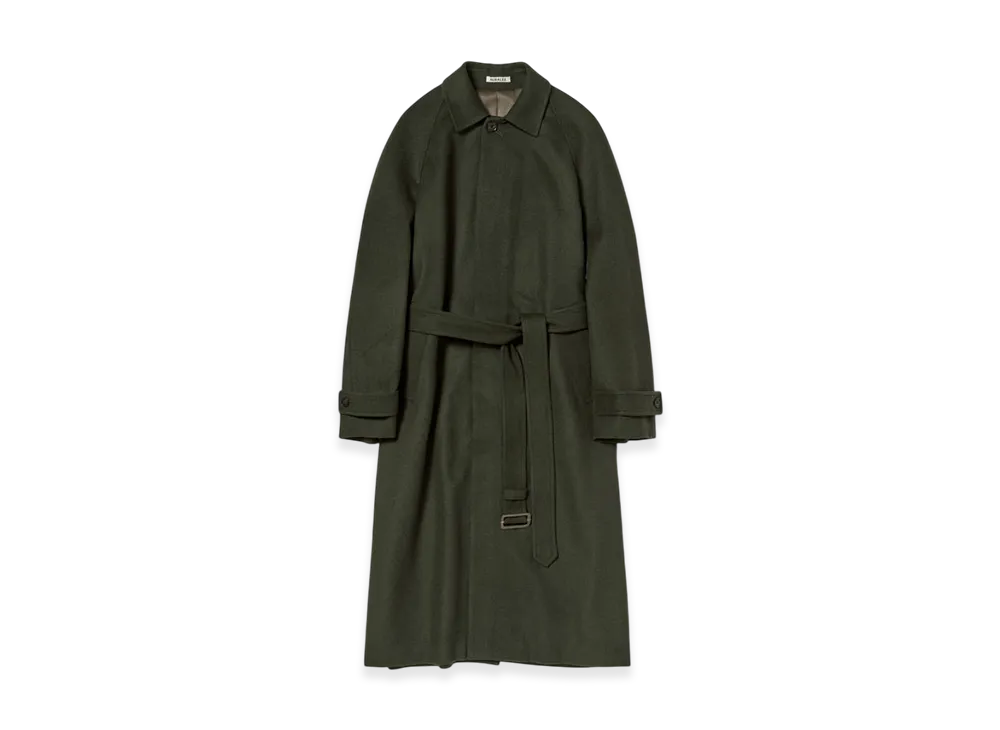 AURALEE Baby Camel Flannel Coat "Dark Olive"
