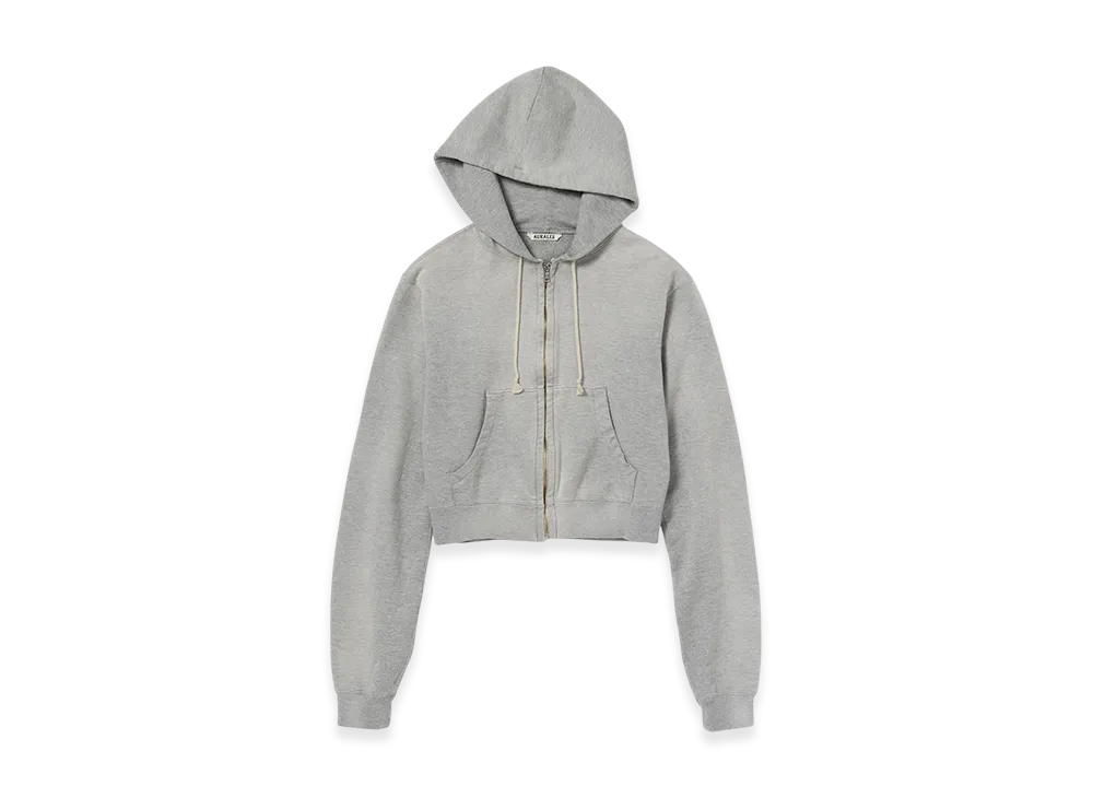 AURALEE Product Dyed Pima Light Sweat Zip Parka "Top Gray"