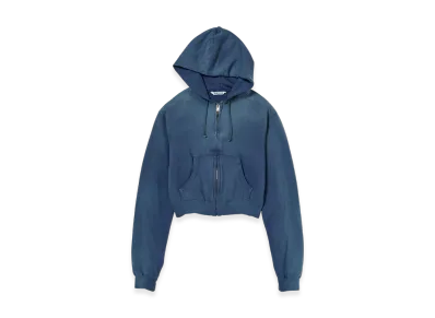 AURALEE Product Dyed Pima Light Sweat Zip Parka "Light Navy"