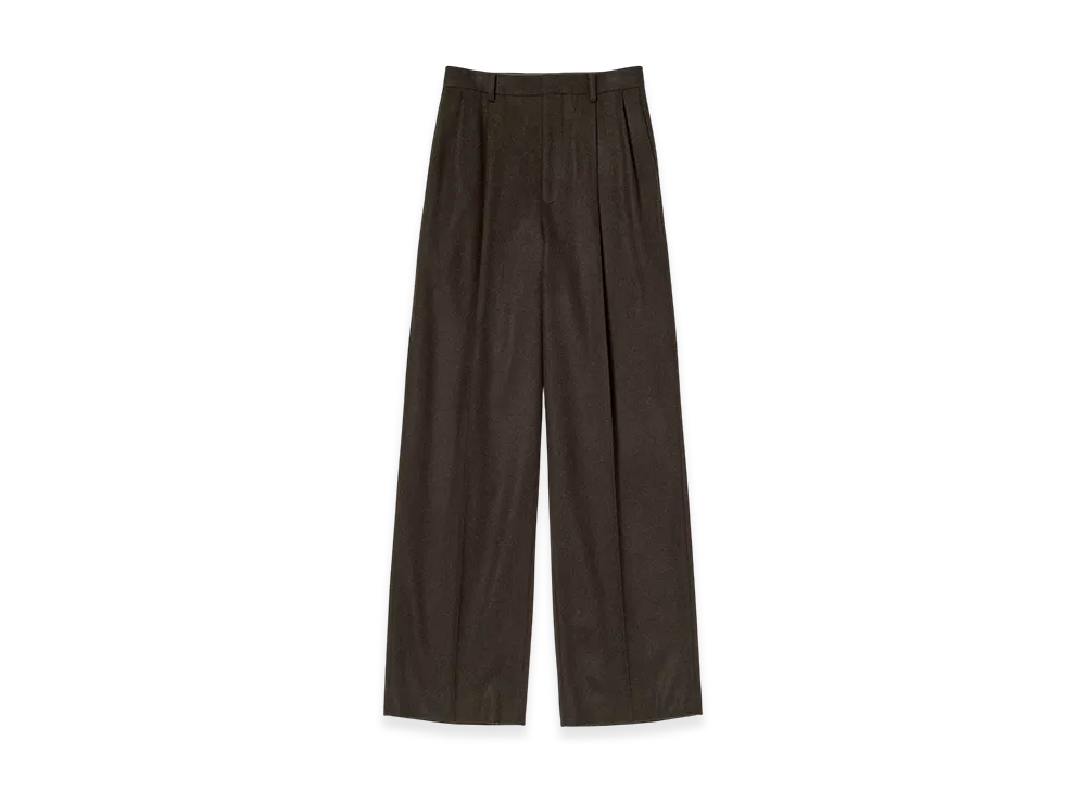 AURALEE Baby Camel Flannel Two Tuck Slacks "Dark Brown"