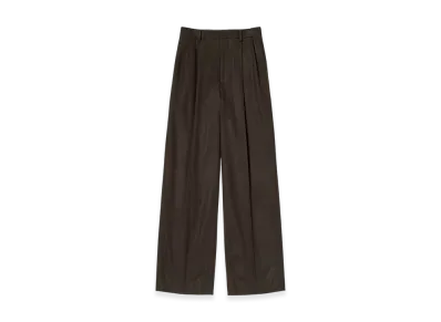 AURALEE Baby Camel Flannel Two Tuck Slacks "Dark Brown"