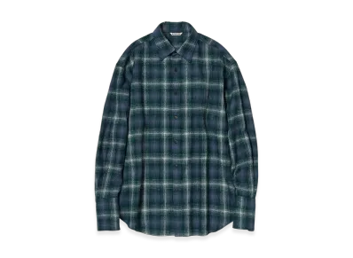 AURALEE Airy Wool Check Shirt "Forest Green/Navy"