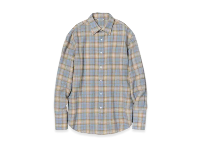 AURALEE Airy Wool Check Shirt "Light Blue/Beige"