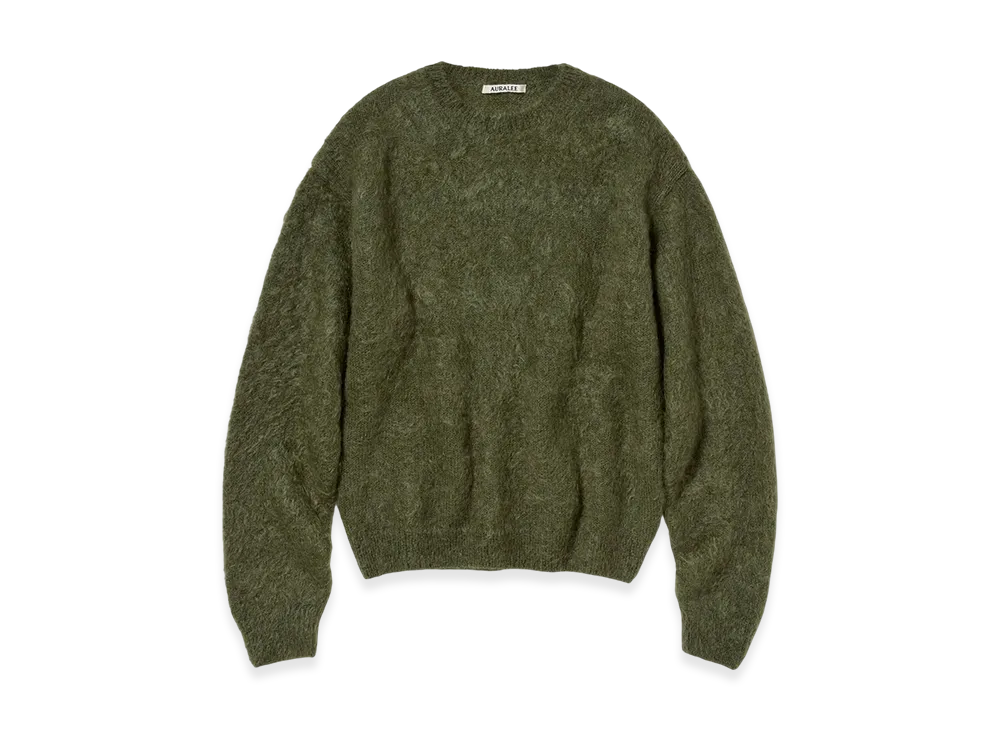 AURALEE Brushed Super Kid Mohair Knit P/O "Olive"