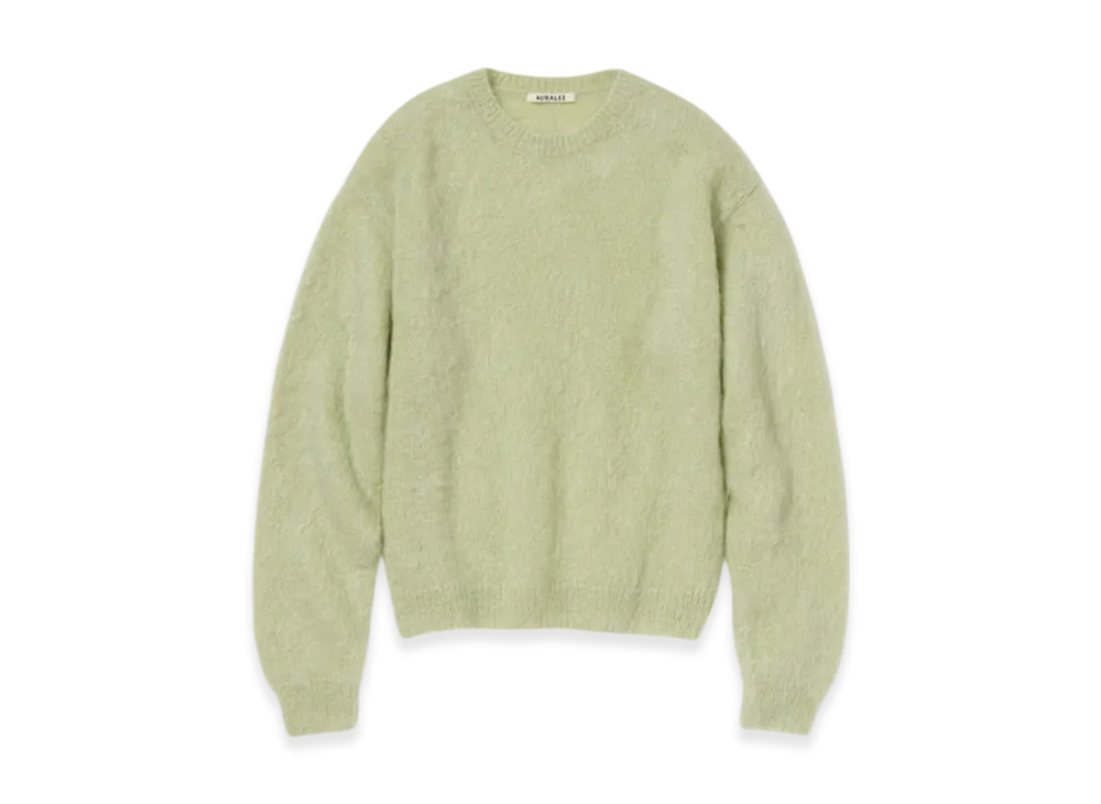 AURALEE Brushed Super Kid Mohair Knit P/O "Light Khaki"
