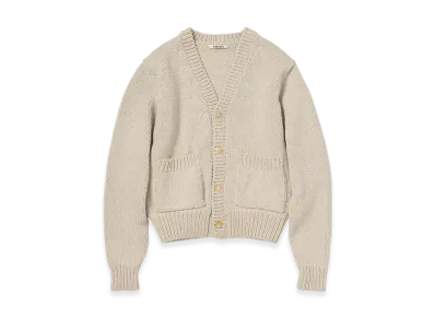 AURALEE Wool Cashmere Felted Knit Cardigan "Ivory"