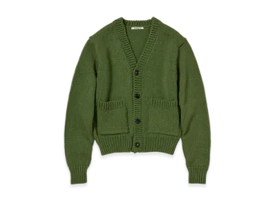 AURALEE Wool Cashmere Felted Knit Cardigan "Olive"