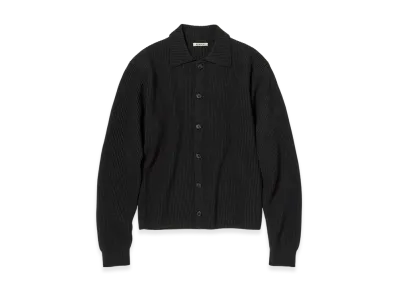 AURALEE Super Fine Wool Rib Knit Shirt Cardigan "Black"