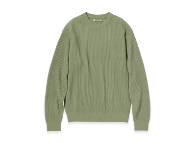 AURALEE Super Fine Wool Rib Knit P/O "Dusty Green"