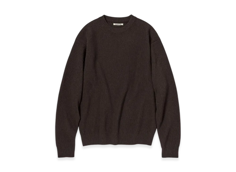 AURALEE Super Fine Wool Rib Knit P/O "Top Brown"