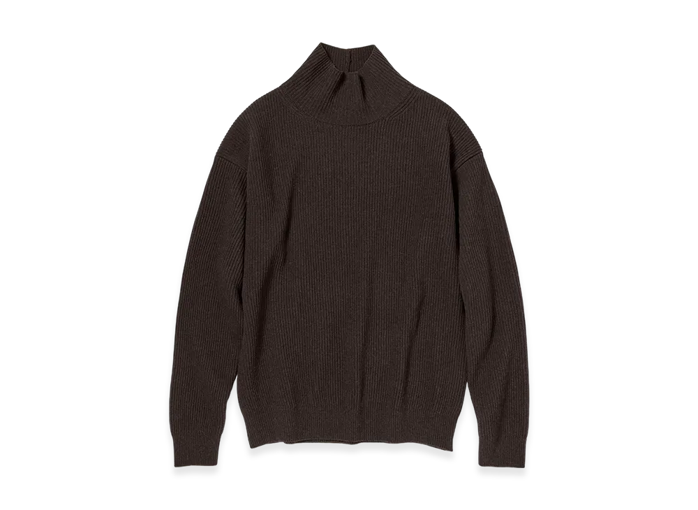 AURALEE Super Fine Wool Rib Knit Turtle "Top Brown"