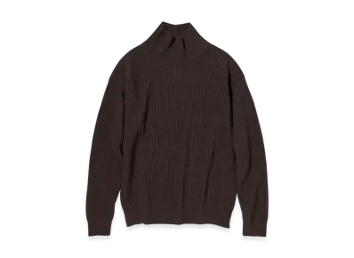 AURALEE Super Fine Wool Rib Knit Turtle "Top Brown"