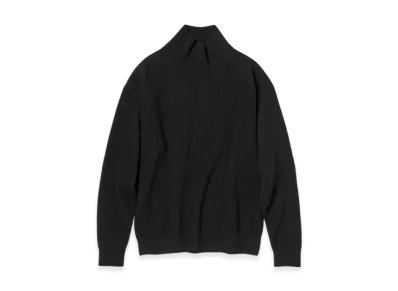 AURALEE Super Fine Wool Rib Knit Turtle "Black"