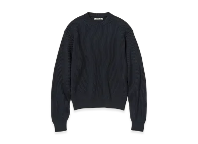 AURALEE Super Fine Wool Soft Rib Knit P/O "Dark Navy"