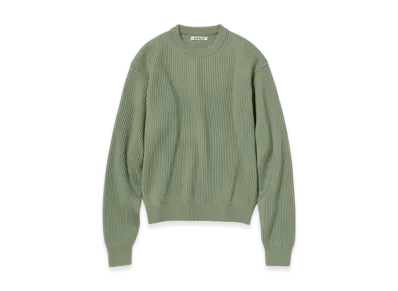 AURALEE Super Fine Wool Soft Rib Knit P/O "Dusty Green"