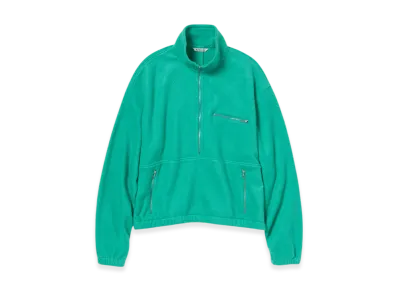 AURALEE Pure Silk Comfort Fleece Half Zip P/O "Jade Green"