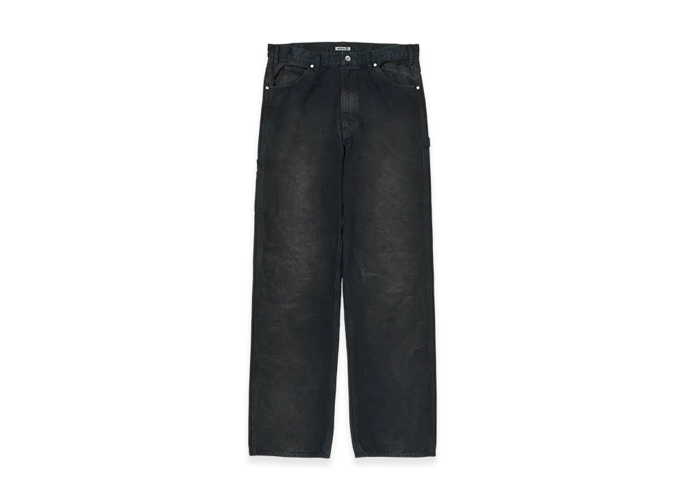 AURALEE Product Dyed Organic Cotton Duck Painter Pants "Faded Black"
