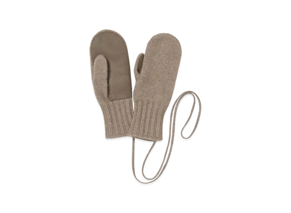 AURALEE Baby Cashmere Knit Mittens "Natural Brown"