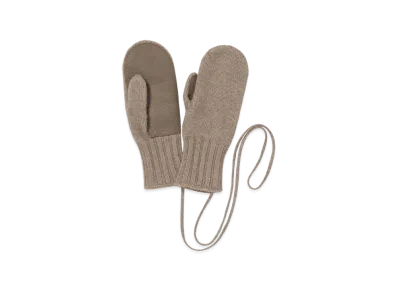 AURALEE Baby Cashmere Knit Mittens "Natural Brown"