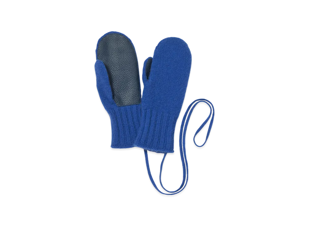 AURALEE Baby Cashmere Knit Mittens "Royal Blue"