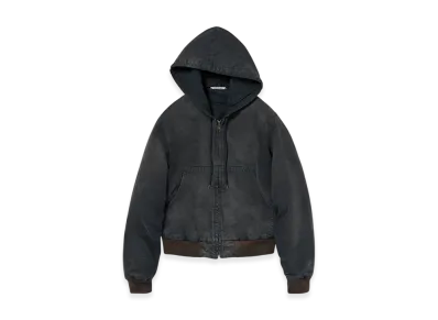 AURALEE Product Dyed Organic Cotton Duck Short Zip Parka "Faded Black"