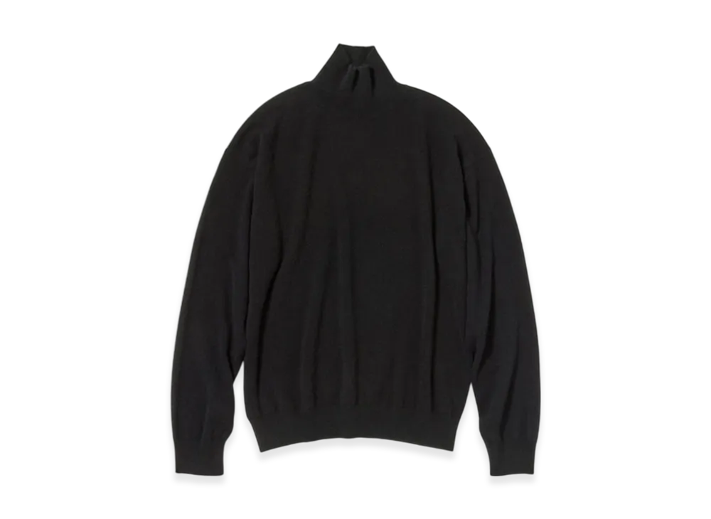 AURALEE Baby Cashmere Knit Turtle "Top Black"