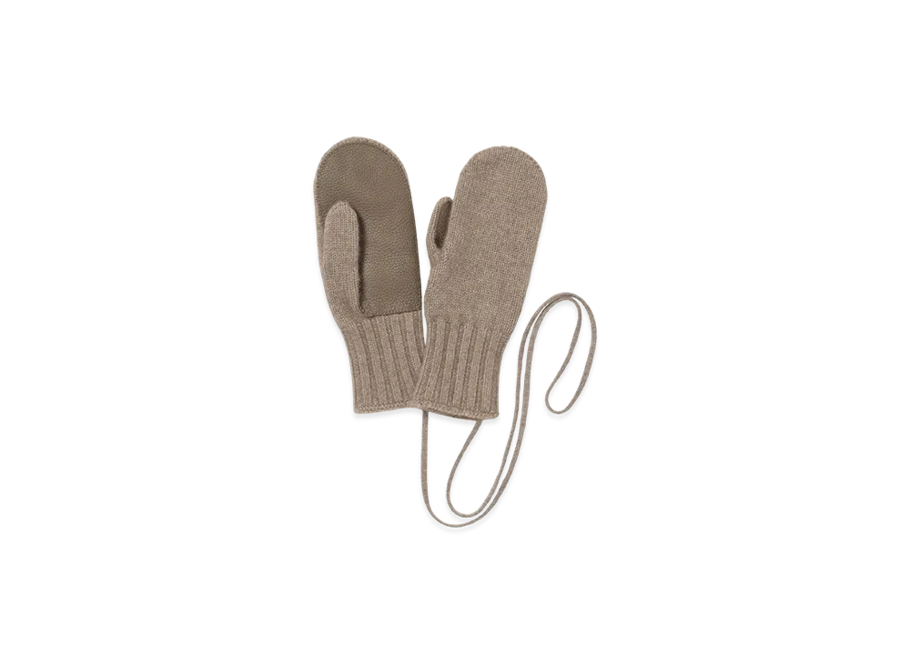 AURALEE Baby Cashmere Knit Mittens "Natural Brown"