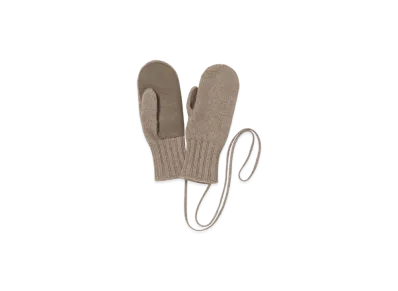 AURALEE Baby Cashmere Knit Mittens "Natural Brown"