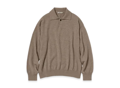 AURALEE Baby Cashmere Knit Polo "Natural Brown"