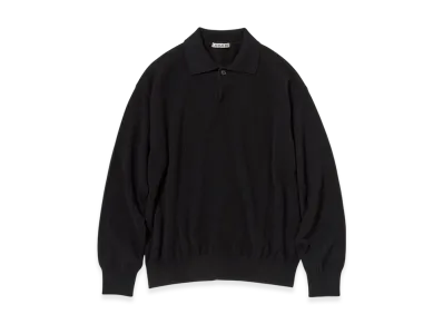 AURALEE Baby Cashmere Knit Polo "Top Black"