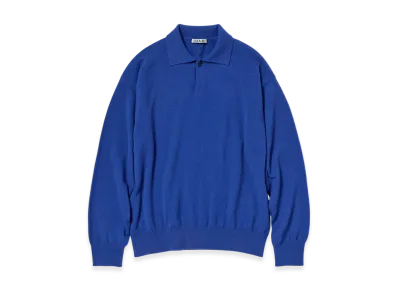 AURALEE Baby Cashmere Knit Polo "Royal Blue"